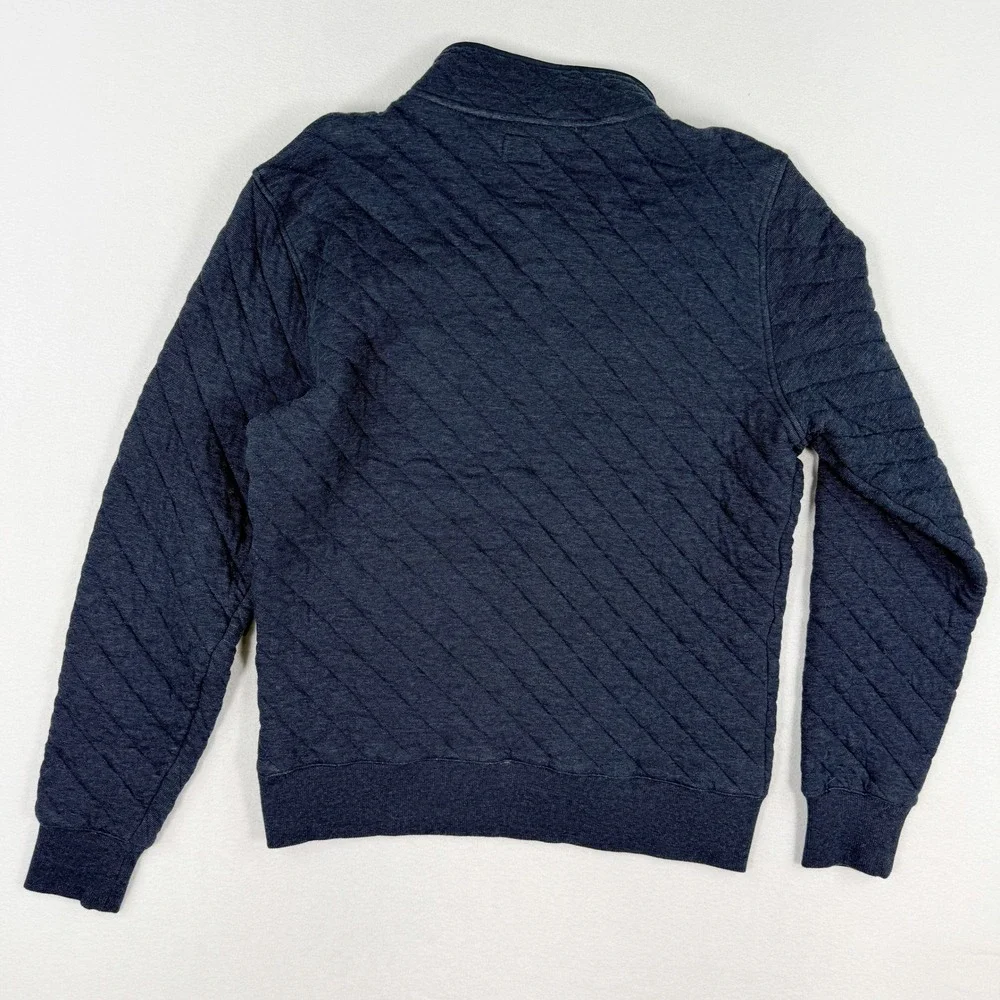 Faherty Epic Quilted Fleece Pullover Size S Mens Navy Melange NEW